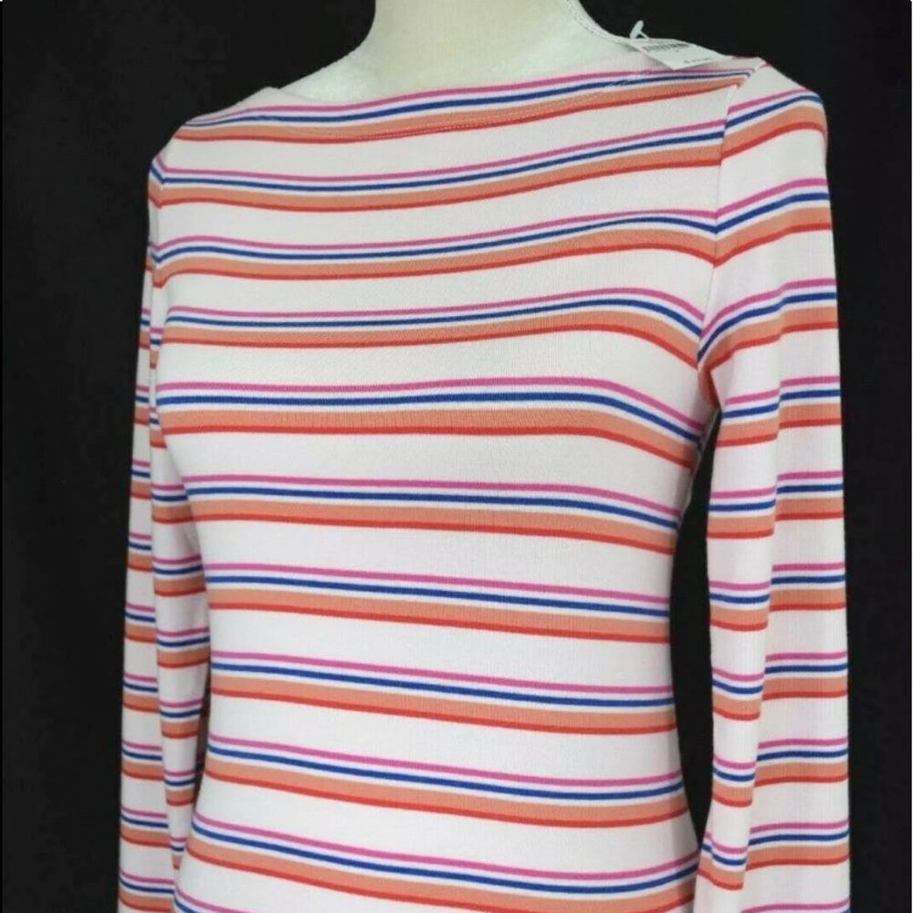 NEW GAP Modern Fit Pink Blue Burnt orange Striped Long Sleeve, Sz S, NWT